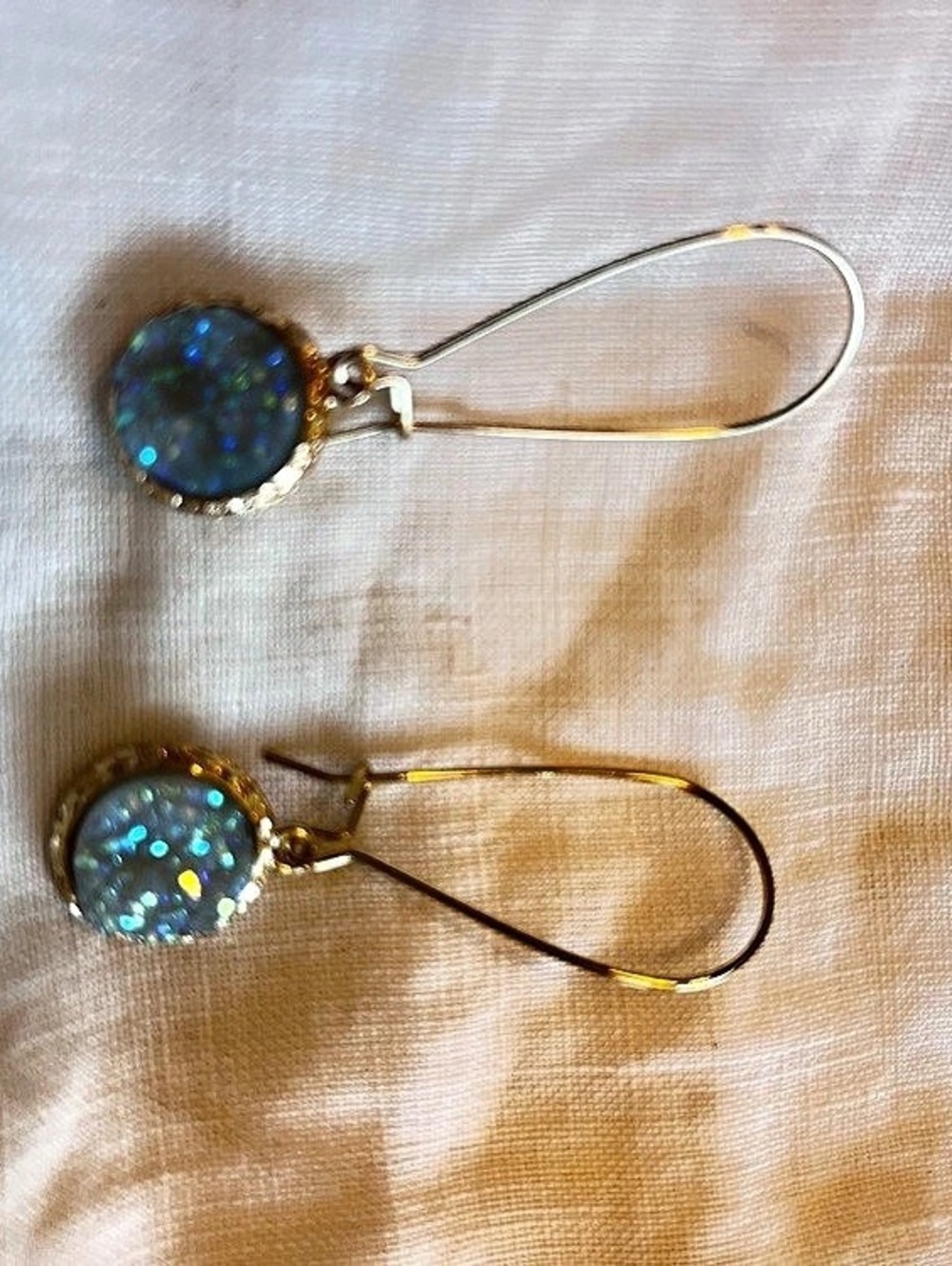 Blue Druzy Stone Drop Earrings